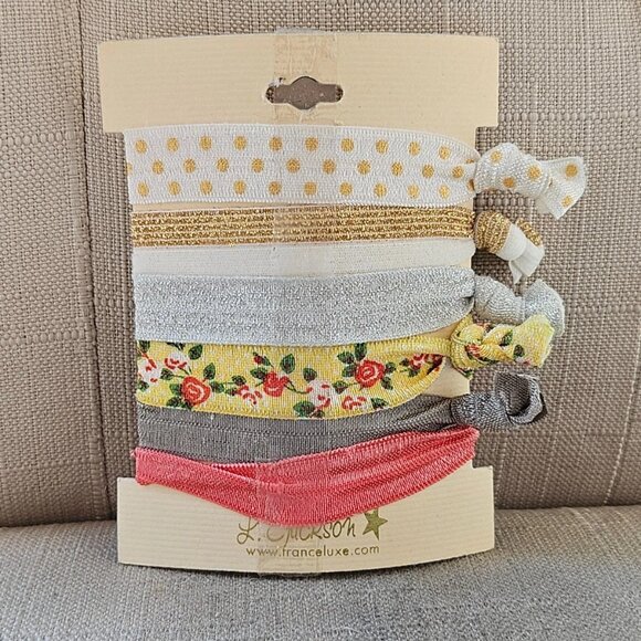 France Luxe Hair Ties Multi Color Set of 6 Hair Bands L. Erickson Pony Tail Tie - Picture 10 of 11